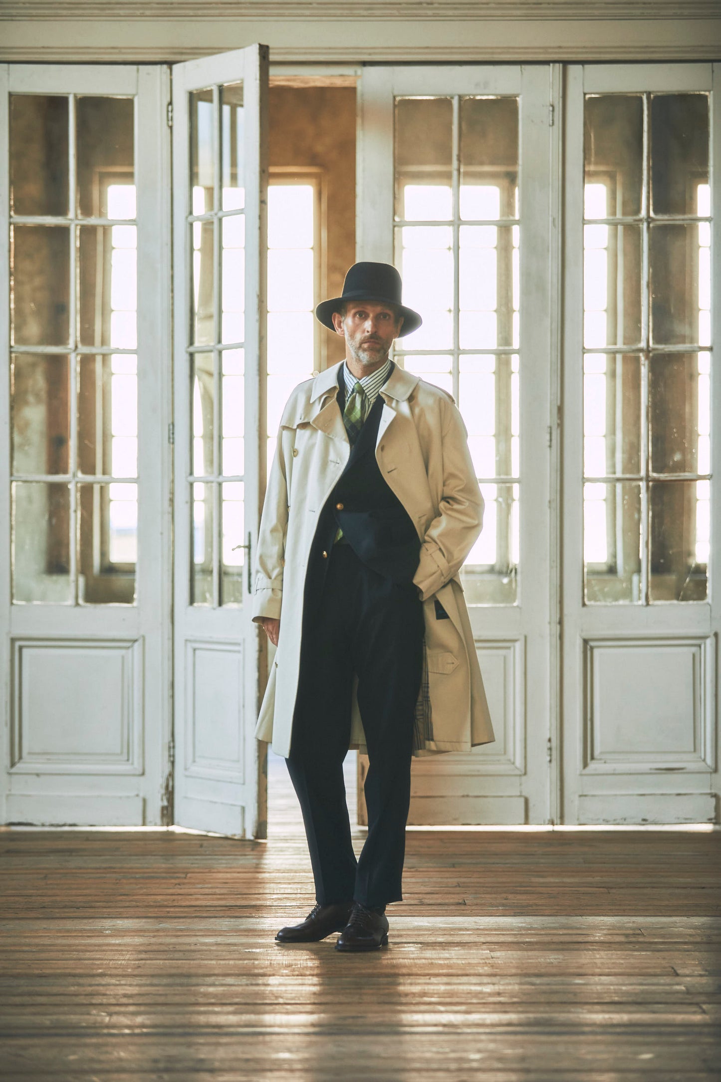 TRENCH COAT / COTTON GABARDINE OYSTER