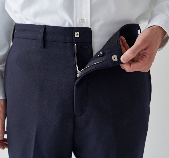TRIM FIT PANTS 3 / WOOL FLANNEL NAVY