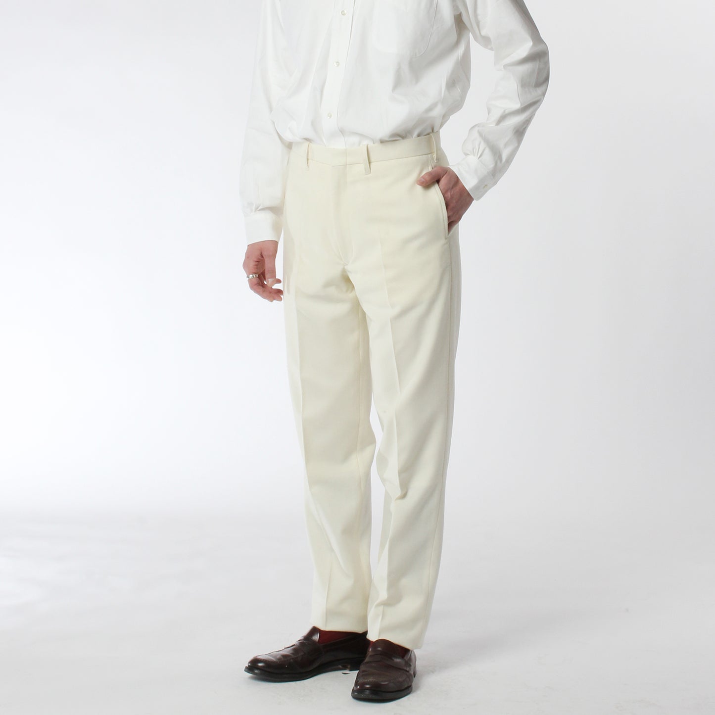 TRIM STEM PANTS / WOOL FLANNEL