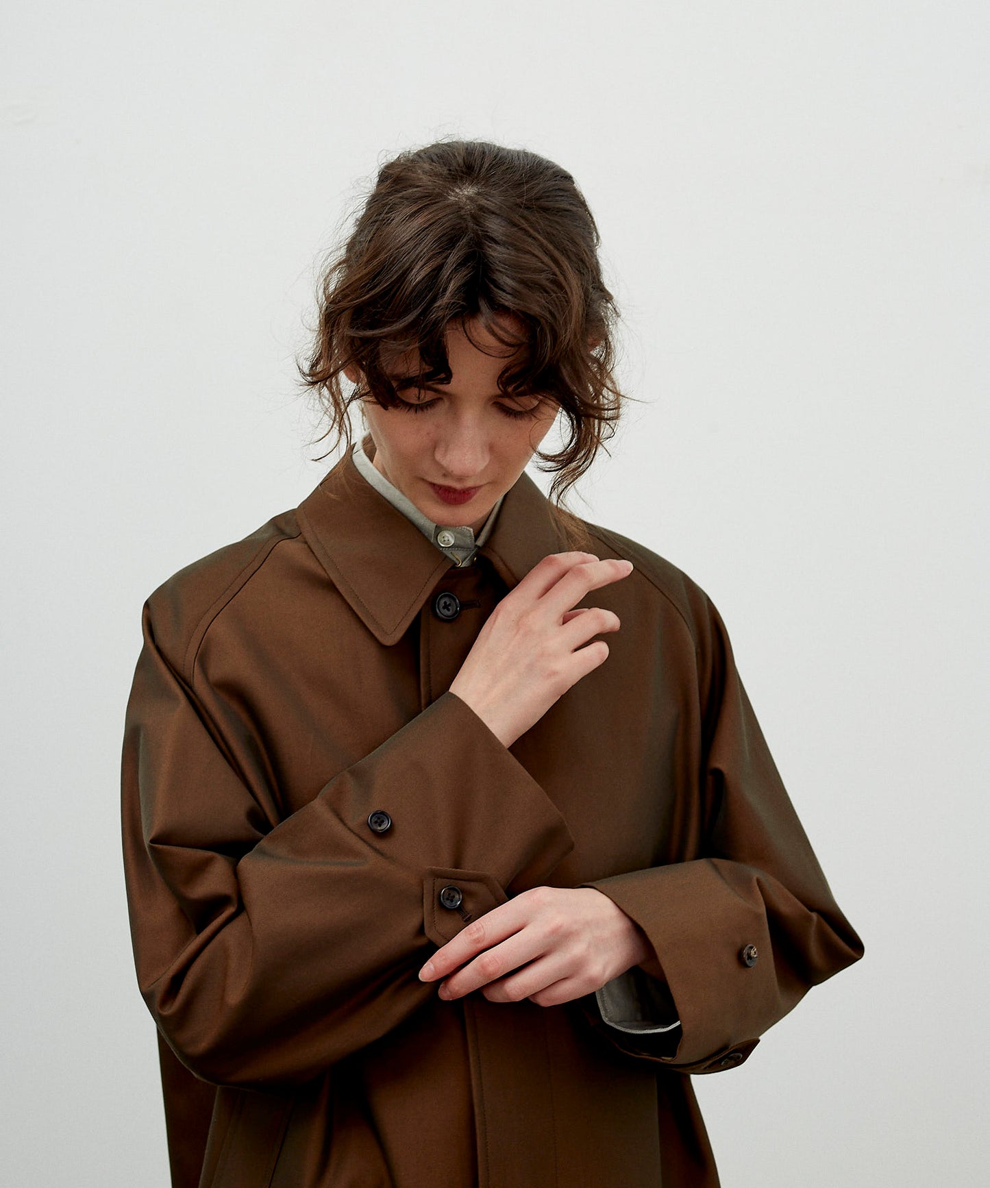 SINGLE RAGLAN COAT 1 / GABARDINE BROWN