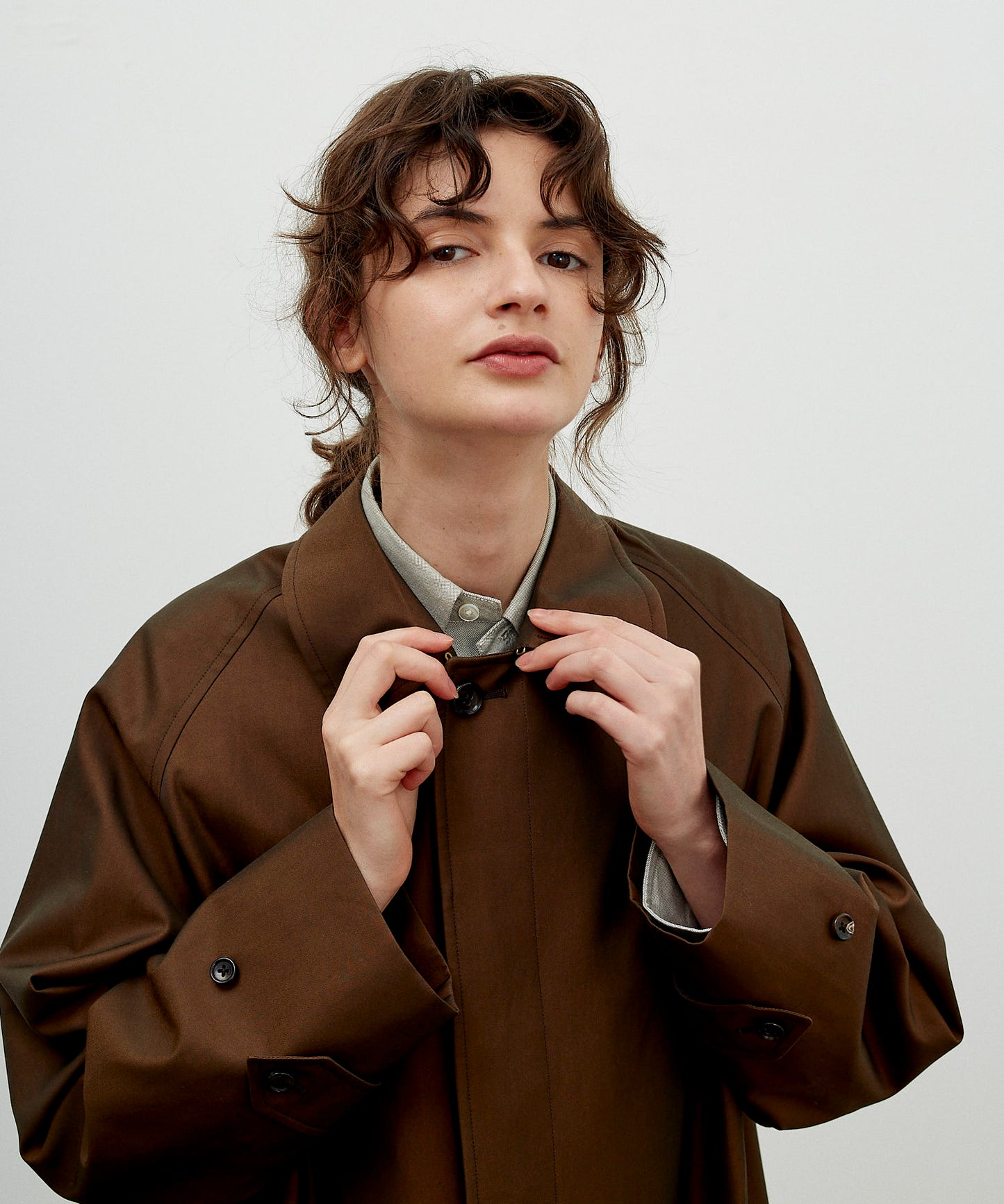 SINGLE RAGLAN COAT 1 / GABARDINE BROWN