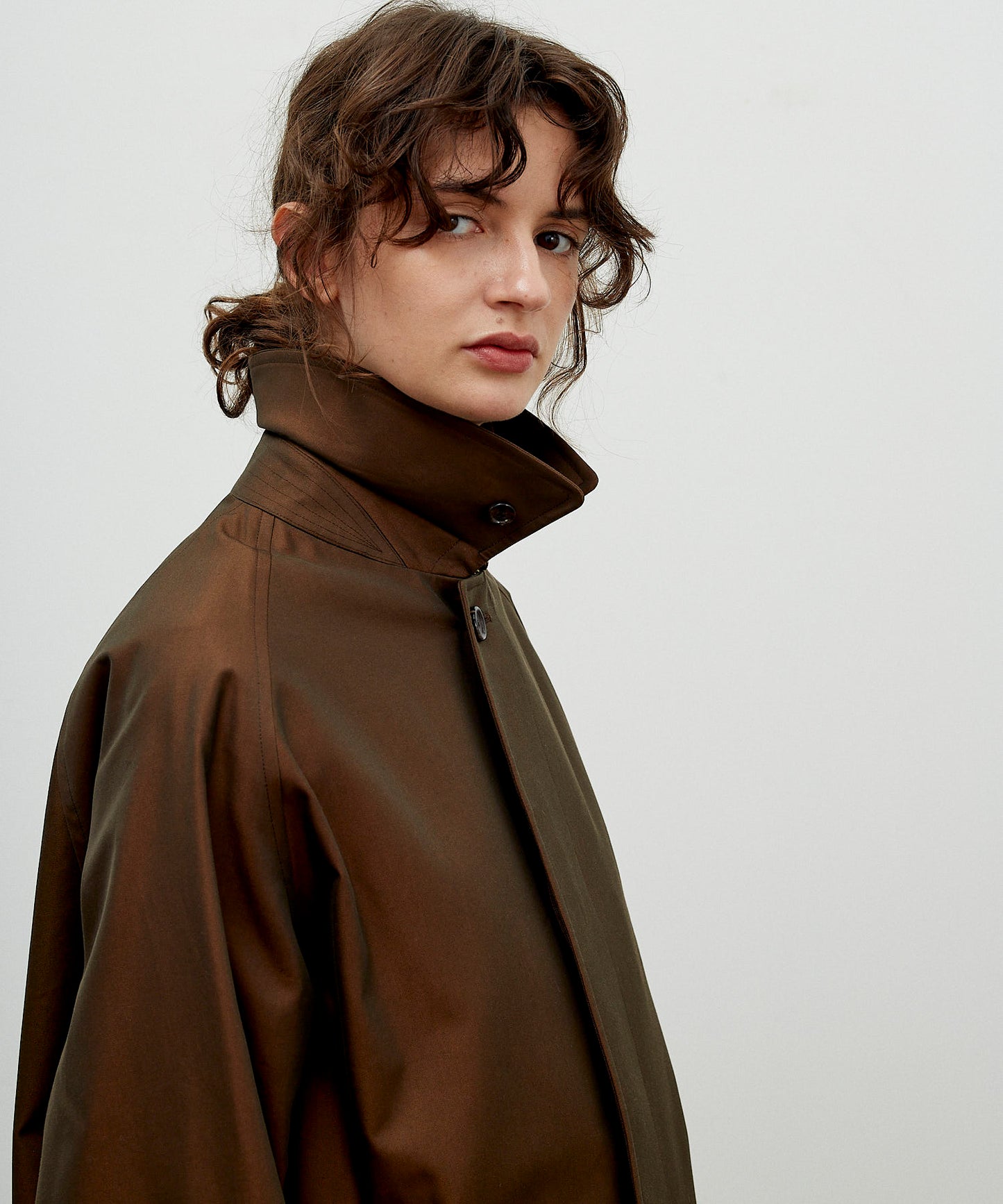 SINGLE RAGLAN COAT 1 / GABARDINE BROWN