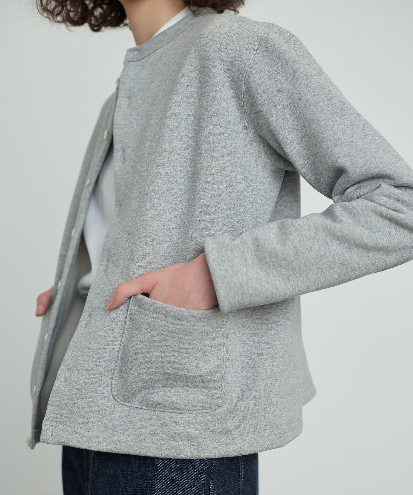 Sweat crew neck cardigan