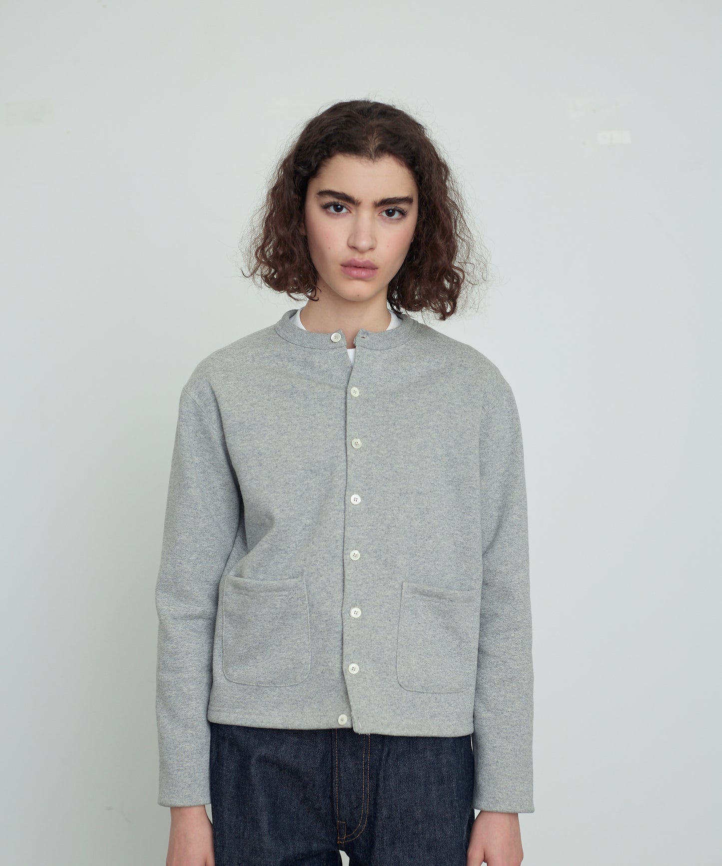 Sweat crew neck cardigan