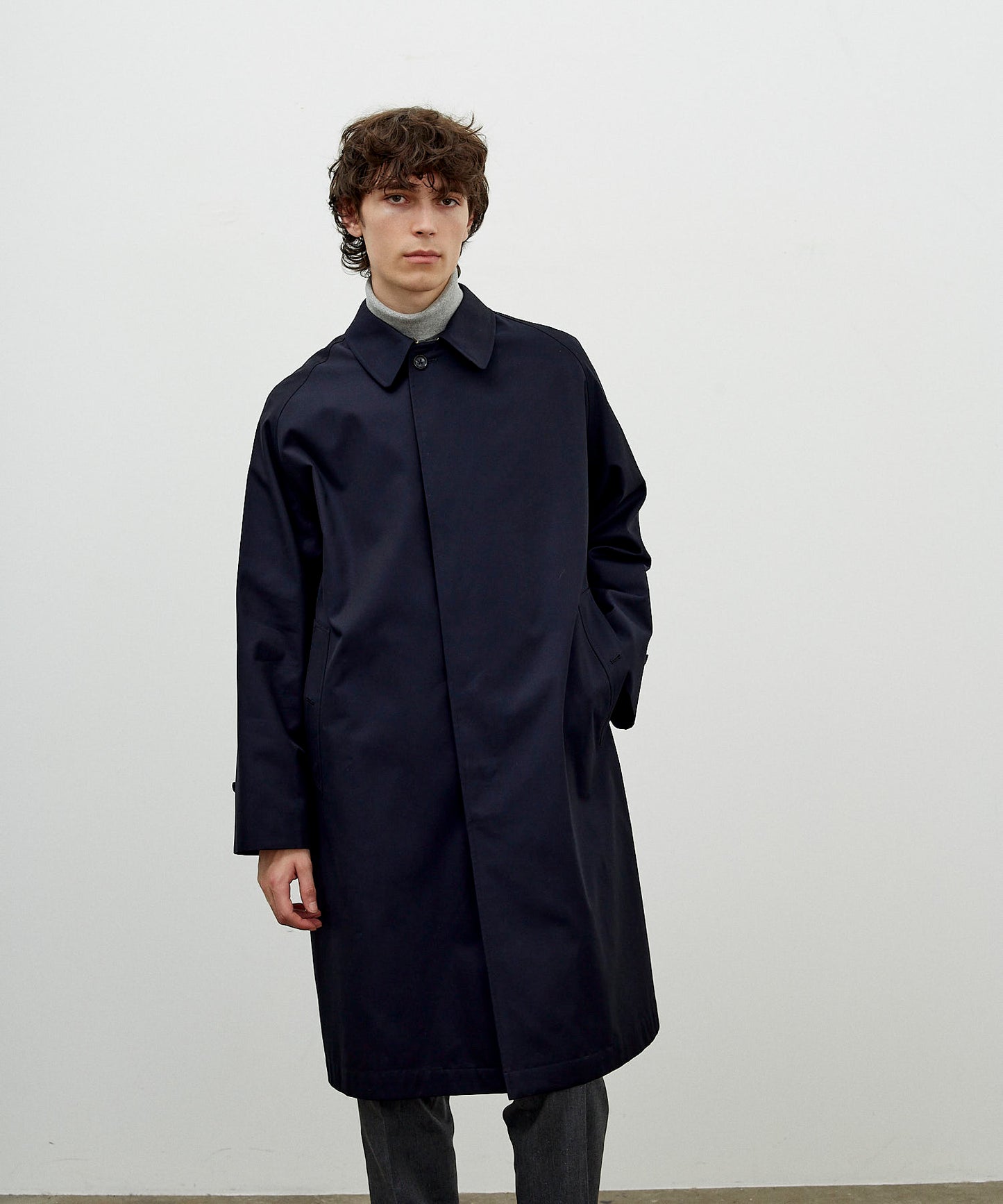 SINGLE RAGLAN COAT 1 / GABARDINE NAVY