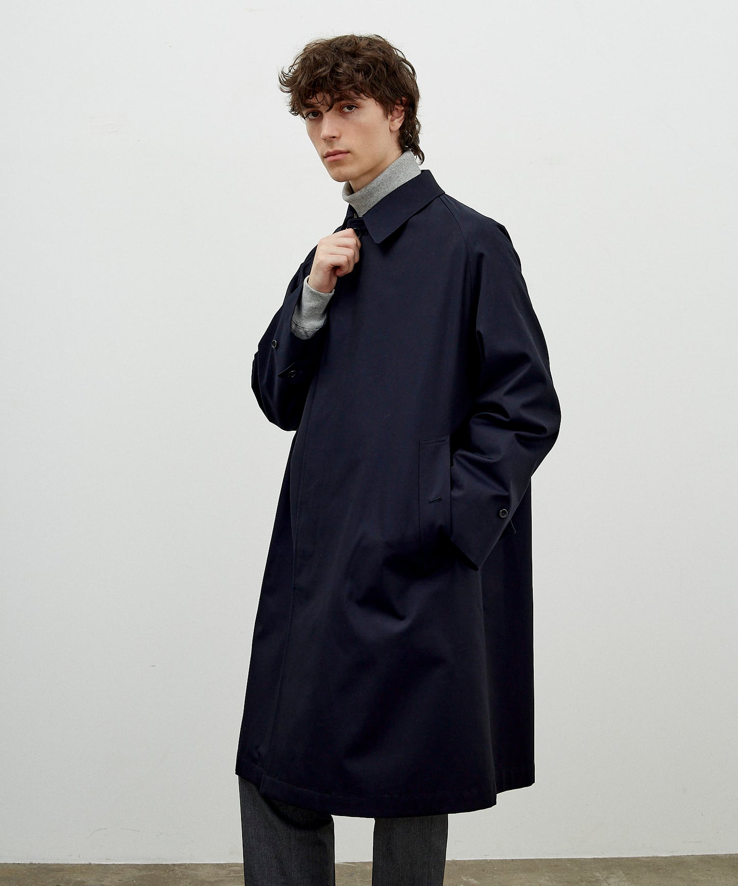 SINGLE RAGLAN COAT 1 / GABARDINE NAVY