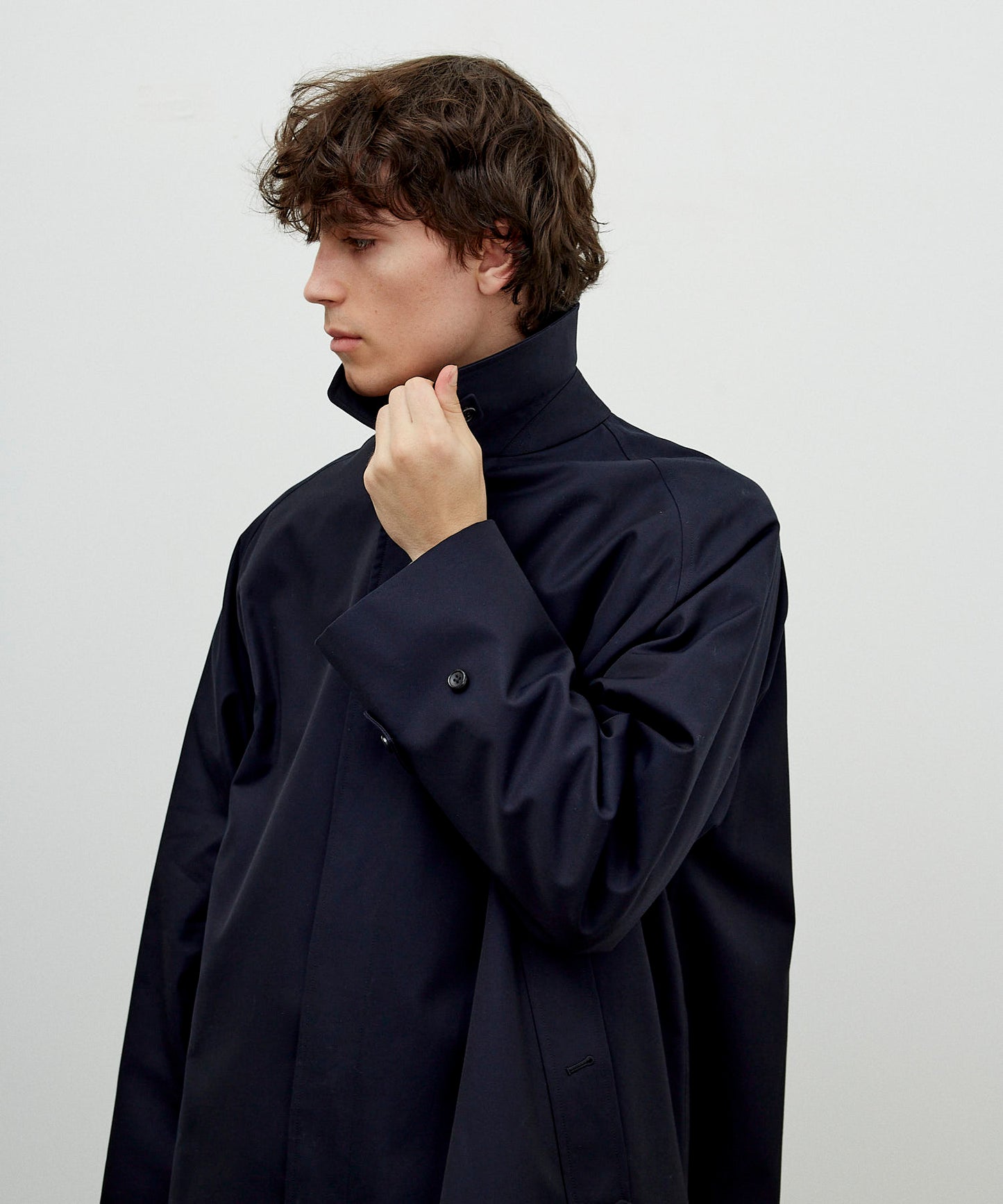 SINGLE RAGLAN COAT 1 / GABARDINE NAVY