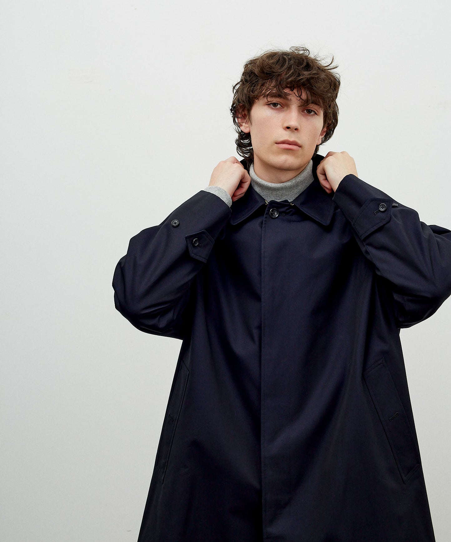 SINGLE RAGLAN COAT 1 / GABARDINE NAVY