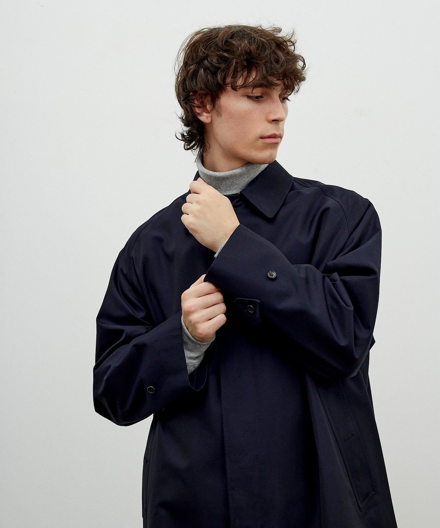 SINGLE RAGLAN COAT 1 / GABARDINE NAVY