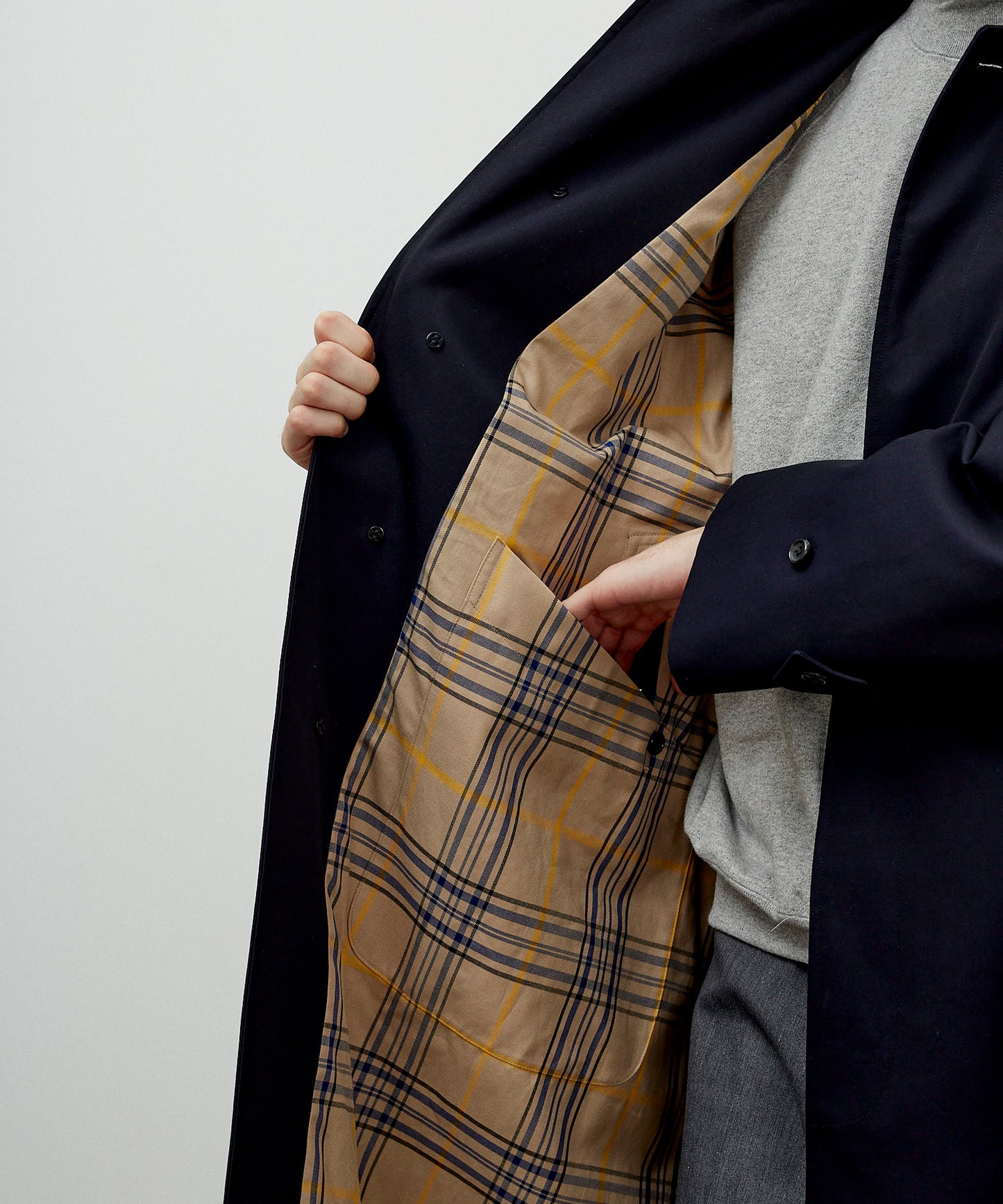 SINGLE RAGLAN COAT 1 / GABARDINE NAVY