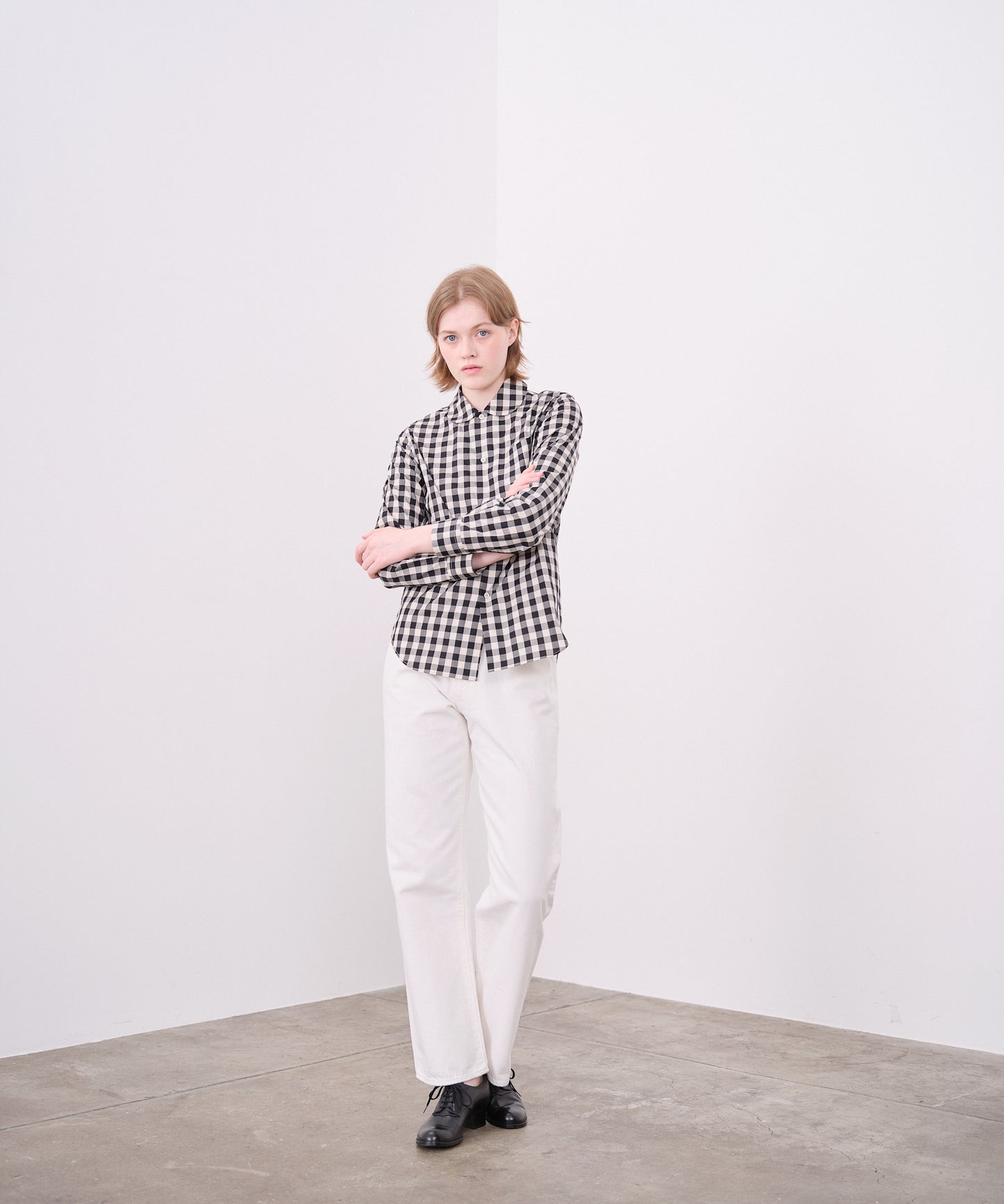ROUND COLLAR SHIRTS / GINGHAM CHECK