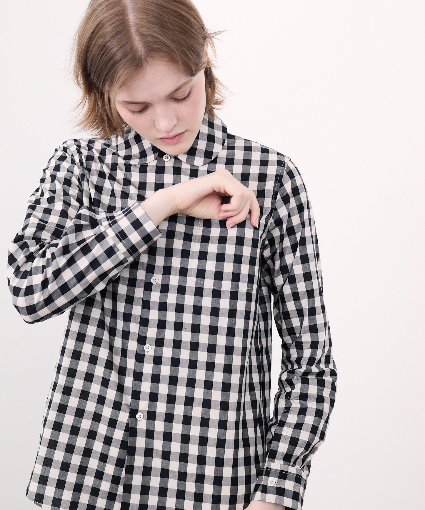 ROUND COLLAR SHIRTS / GINGHAM CHECK