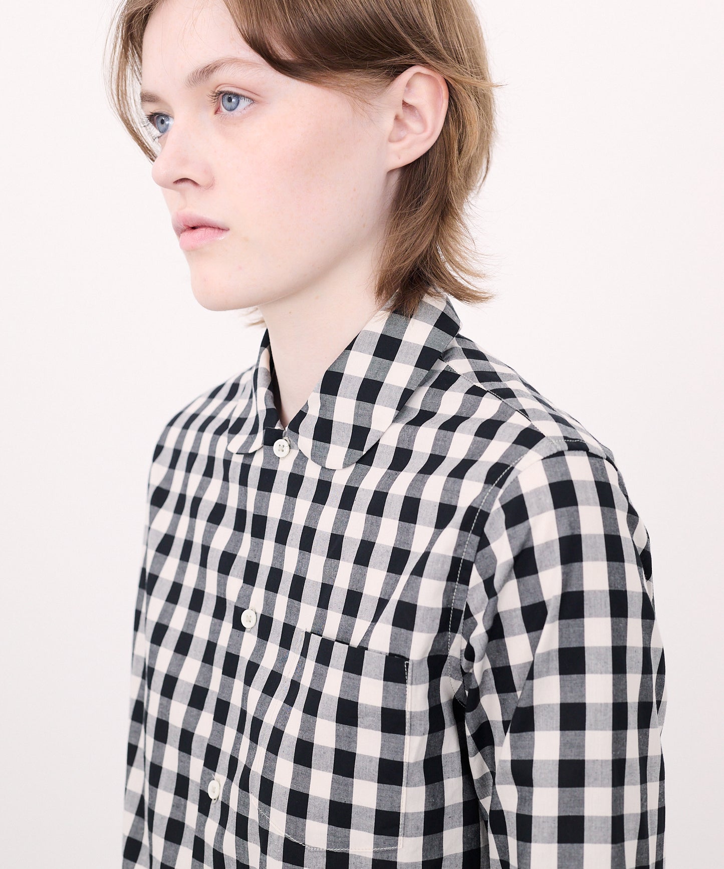 ROUND COLLAR SHIRTS / GINGHAM CHECK