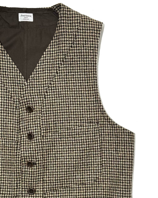 SAGAN VEST / LINEN STAR HOUNDSTOOTH