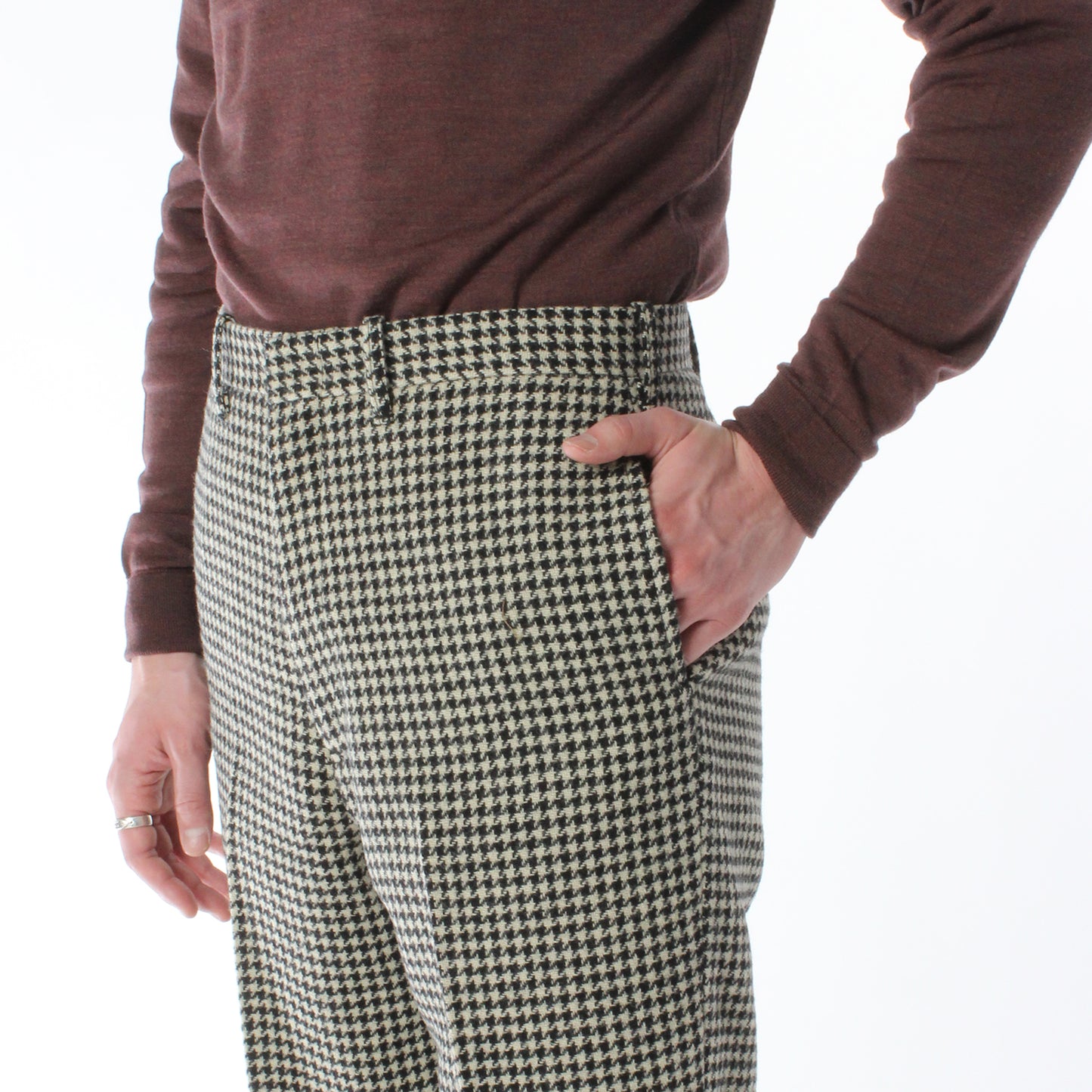 TRIM STEM PANTS / HOUNDSTOOTH
