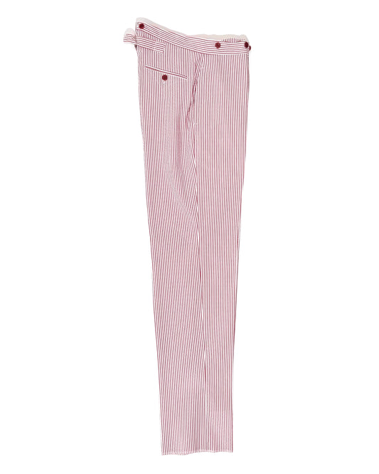 TENNIS PANTS / SEERSUCKER BURGUNDY STRIPE