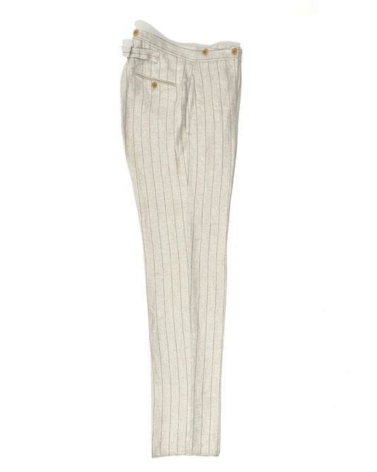 TENNIS PANTS / LINEN TENNIS STRIPE BEIGE