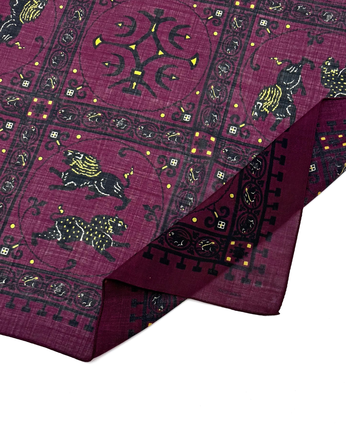 SQUARE SCARF MOSAIC ANIMALS / BURGUNDY
