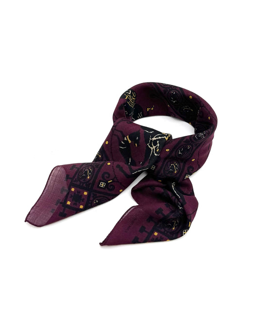 SQUARE SCARF MOSAIC ANIMALS / BURGUNDY