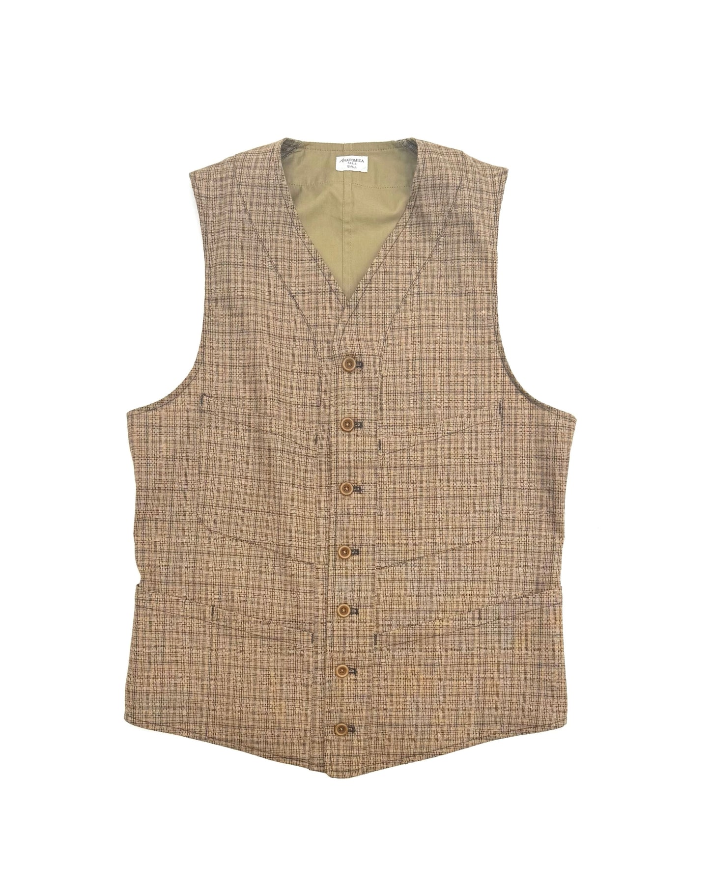 SAGAN VEST / LINEN WOOL CASHMERE MULTI CHECKS MAGEE