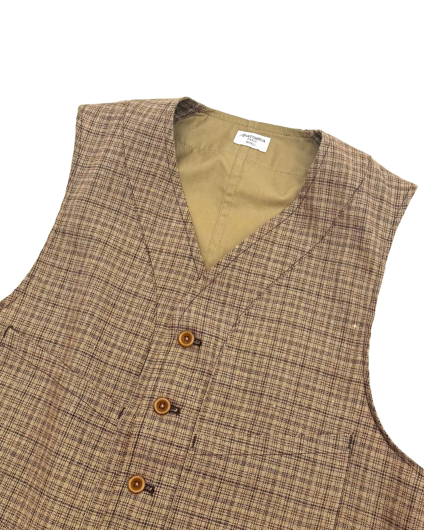 SAGAN VEST / LINEN WOOL CASHMERE MULTI CHECKS MAGEE