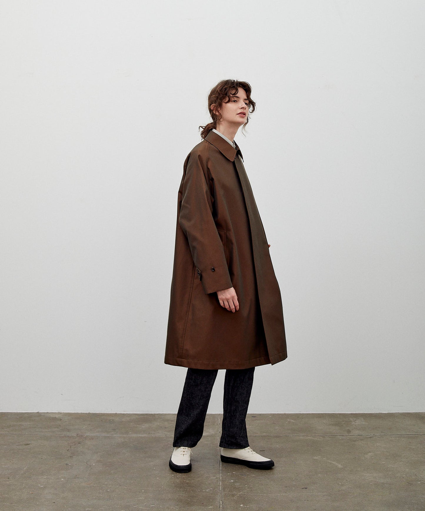 SINGLE RAGLAN COAT 1 / GABARDINE BROWN