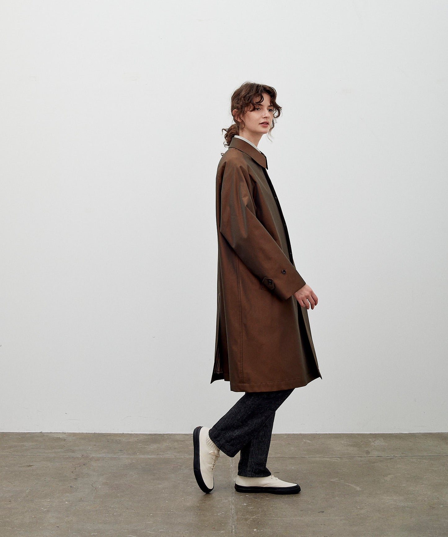 SINGLE RAGLAN COAT 1 / GABARDINE BROWN