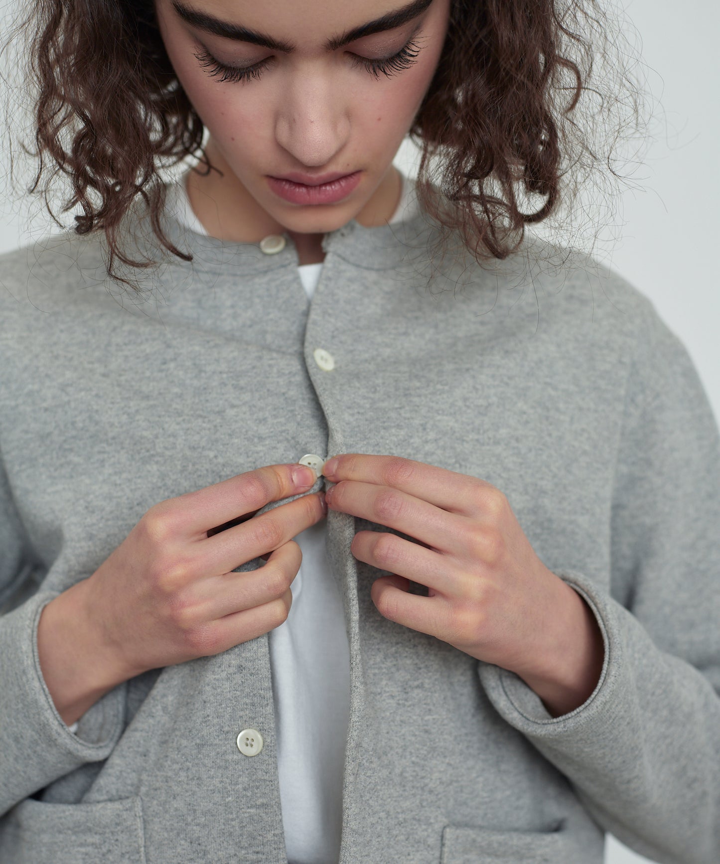 Sweat crew neck cardigan