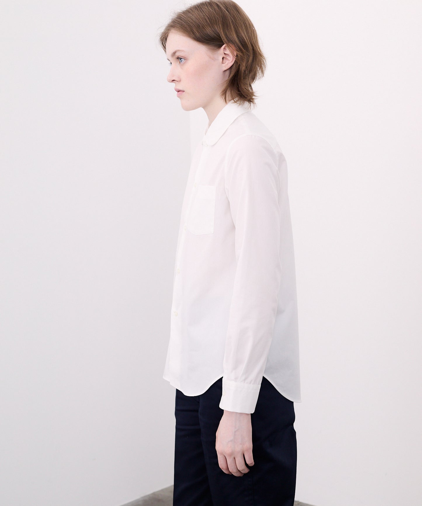 ROUND COLLAR SHIRTS/WHITE
