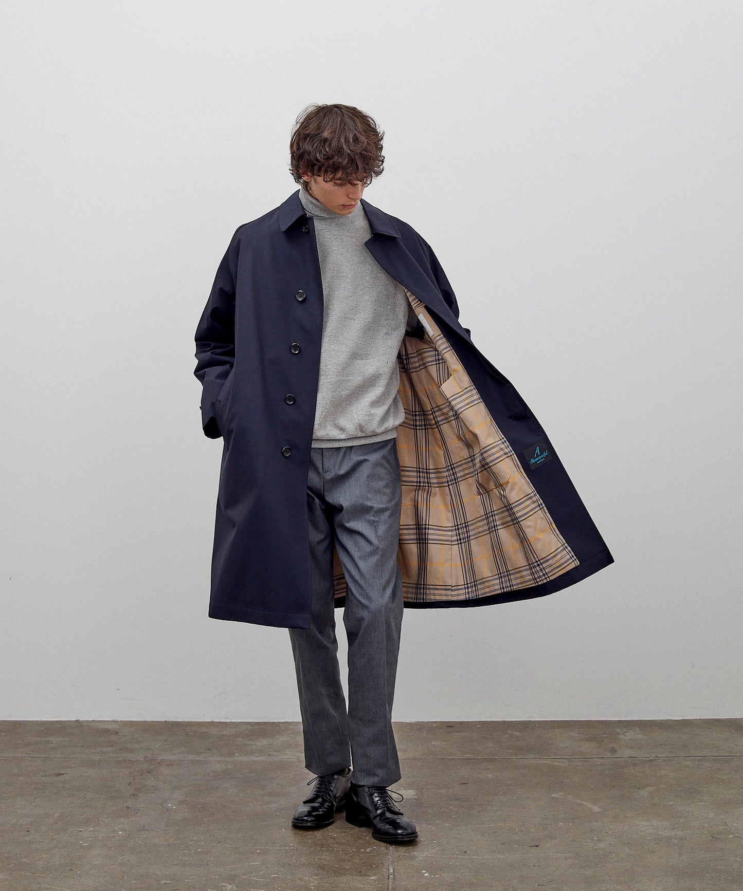 SINGLE RAGLAN COAT 1 / GABARDINE NAVY