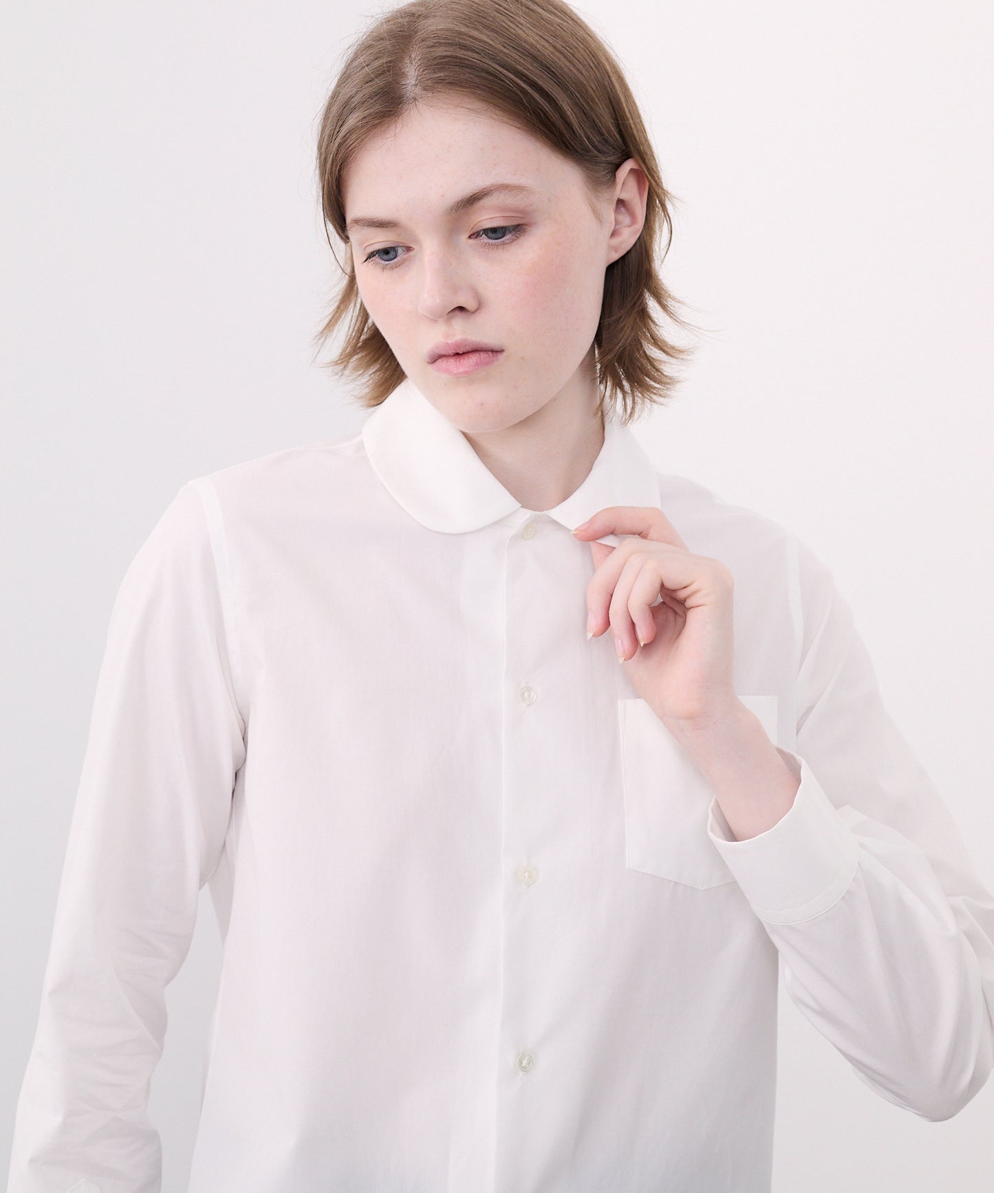 ROUND COLLAR SHIRTS/WHITE