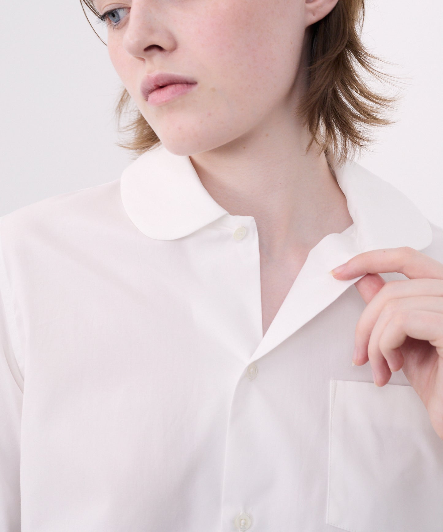 ROUND COLLAR SHIRTS/WHITE