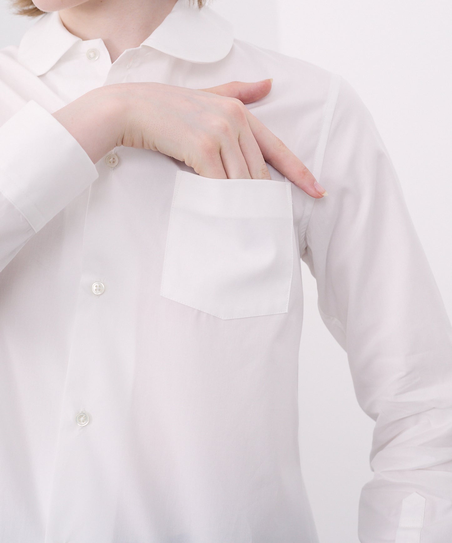 ROUND COLLAR SHIRTS/WHITE
