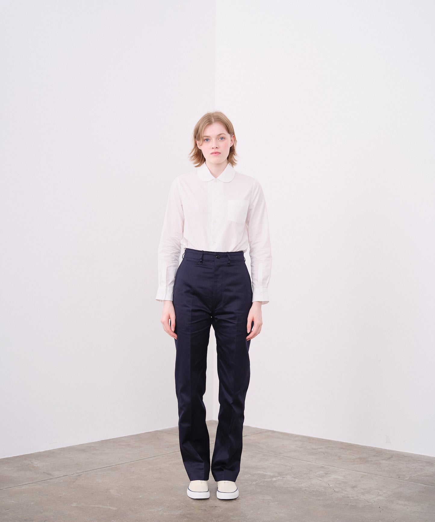ROUND COLLAR SHIRTS/WHITE
