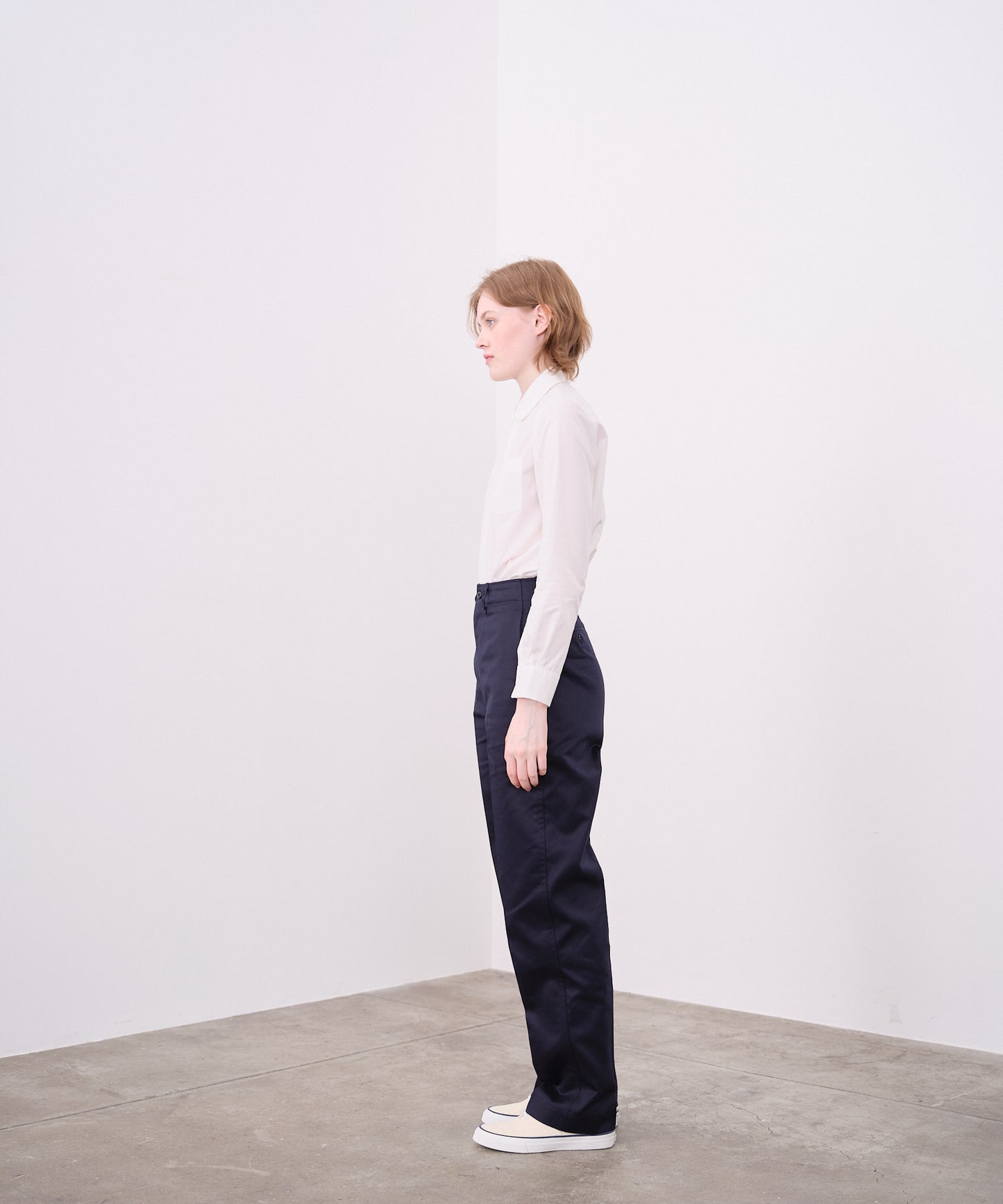 ROUND COLLAR SHIRTS/WHITE