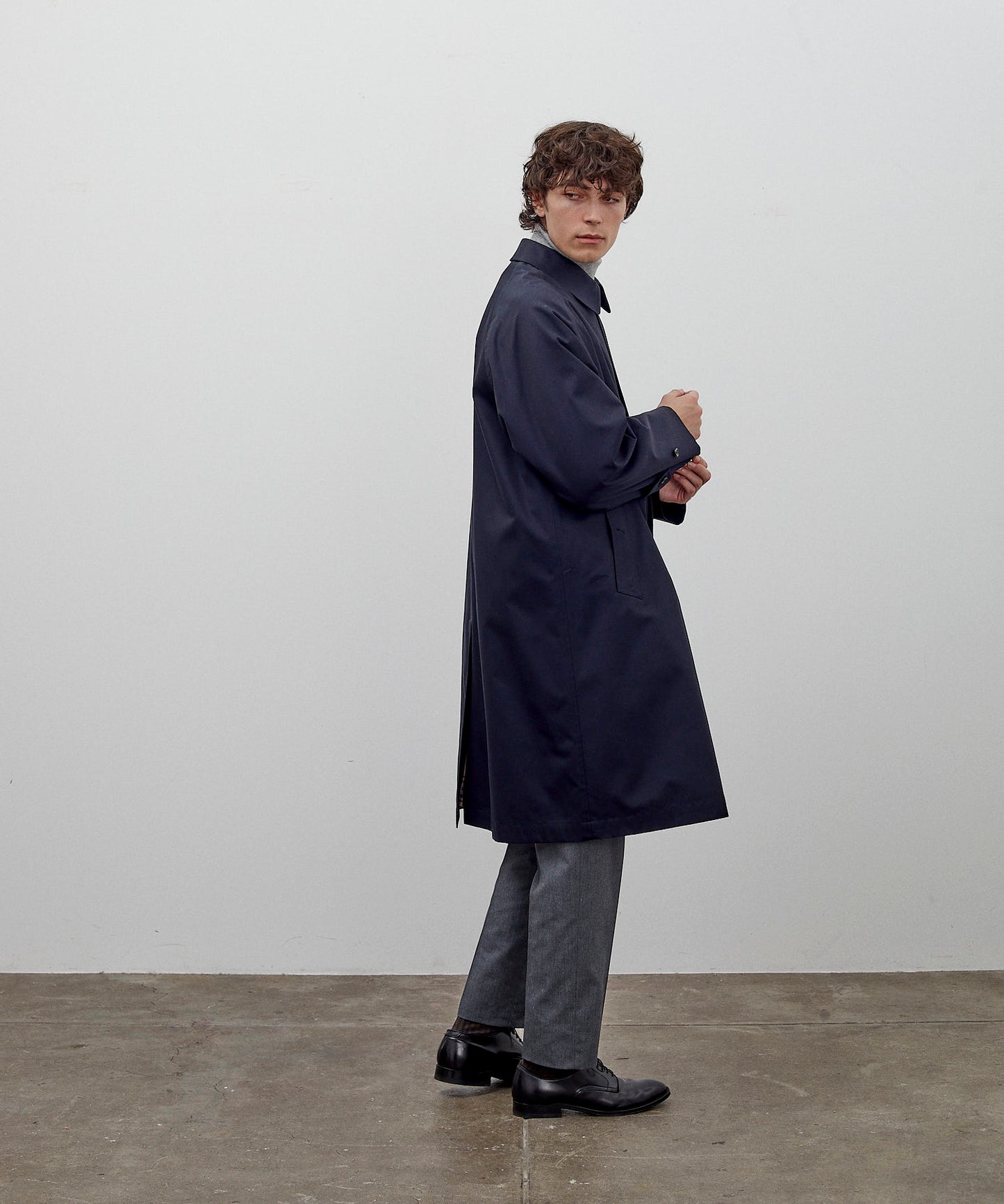 SINGLE RAGLAN COAT 1 / GABARDINE NAVY