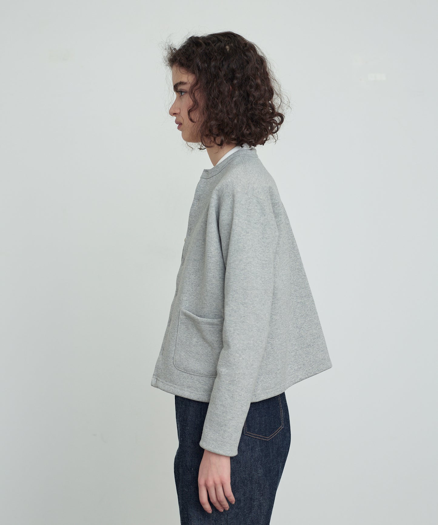 Sweat crew neck cardigan