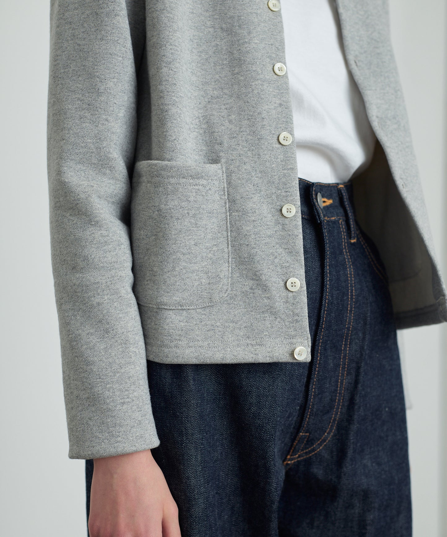 Sweat crew neck cardigan