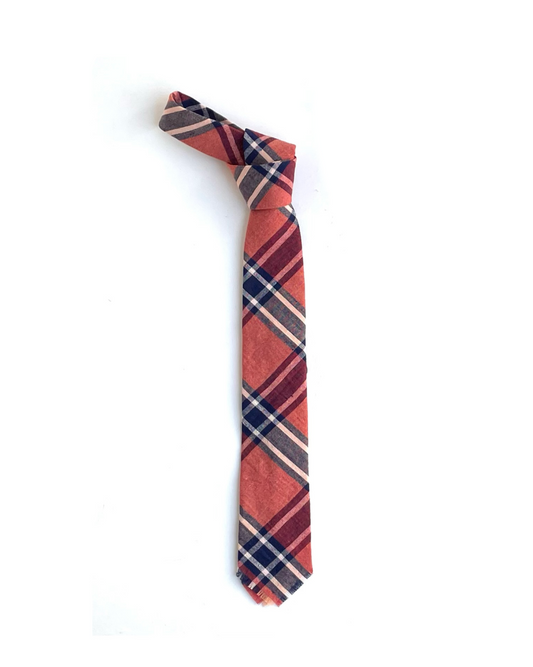 HAND FRINGED TIE / MADRAS