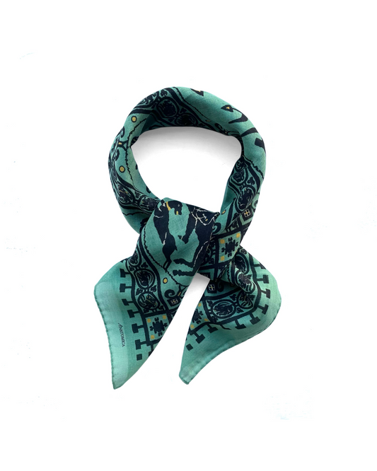 SQUARE SCARF MOSAIC ANIMALS / EMERALD