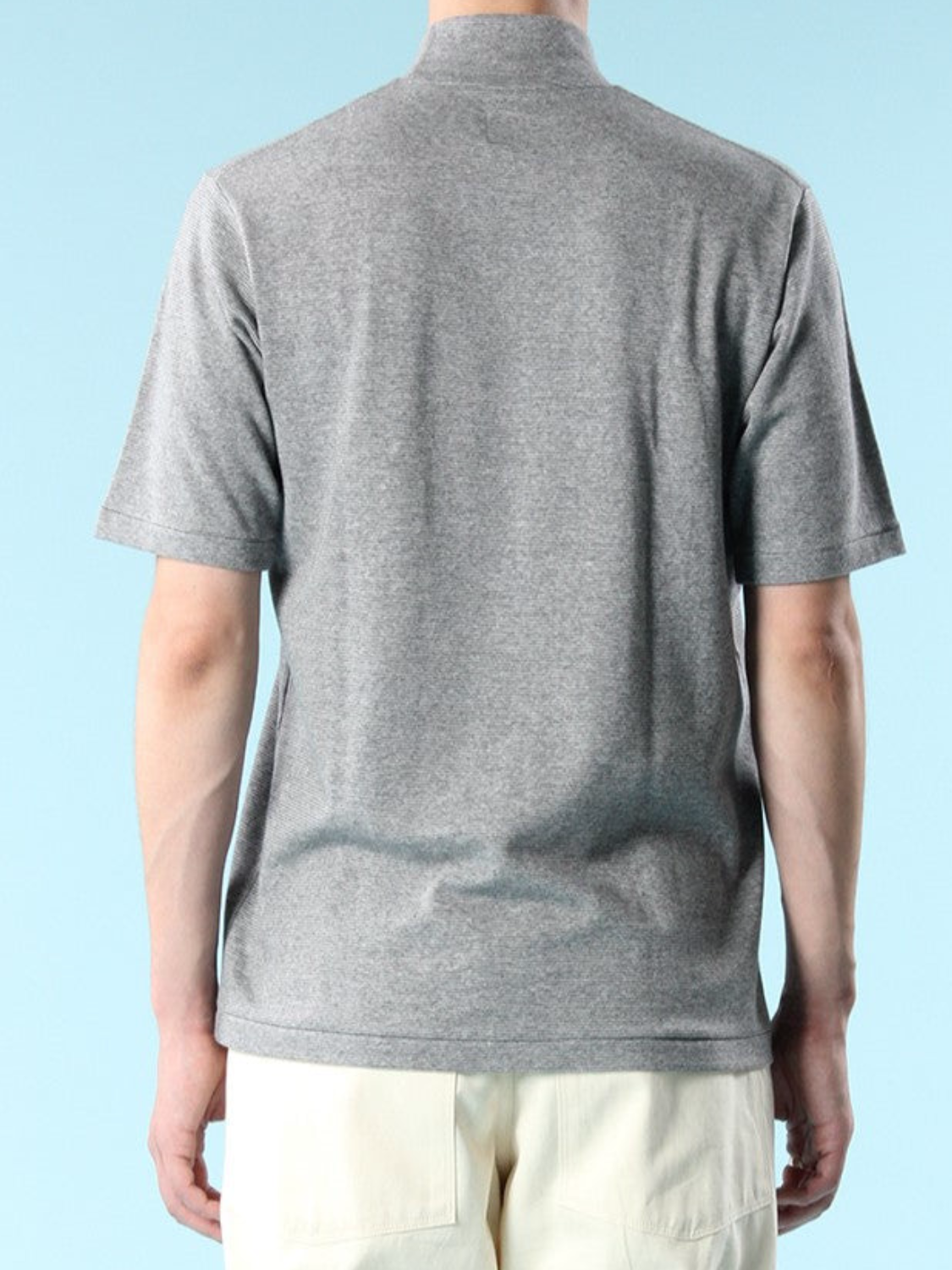 MOCK NECK TEE S/S MICRO STRIPE