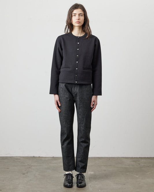 SWEAT CREW NECK CARDIGAN / BLACK