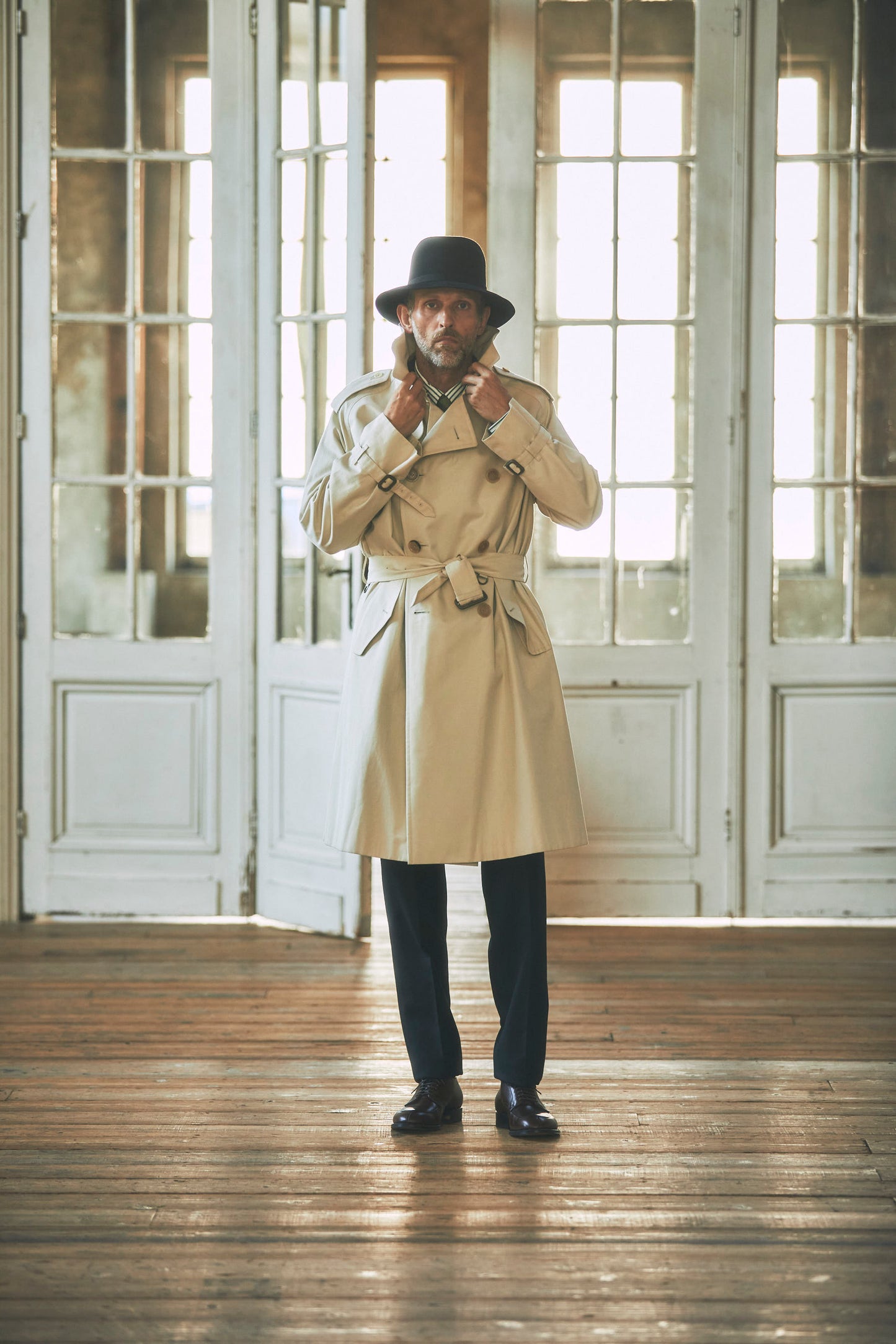 TRENCH COAT / COTTON GABARDINE OYSTER