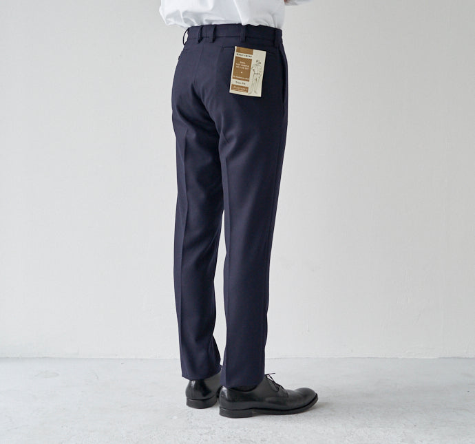 TRIM FIT PANTS 3 / WOOL FLANNEL NAVY