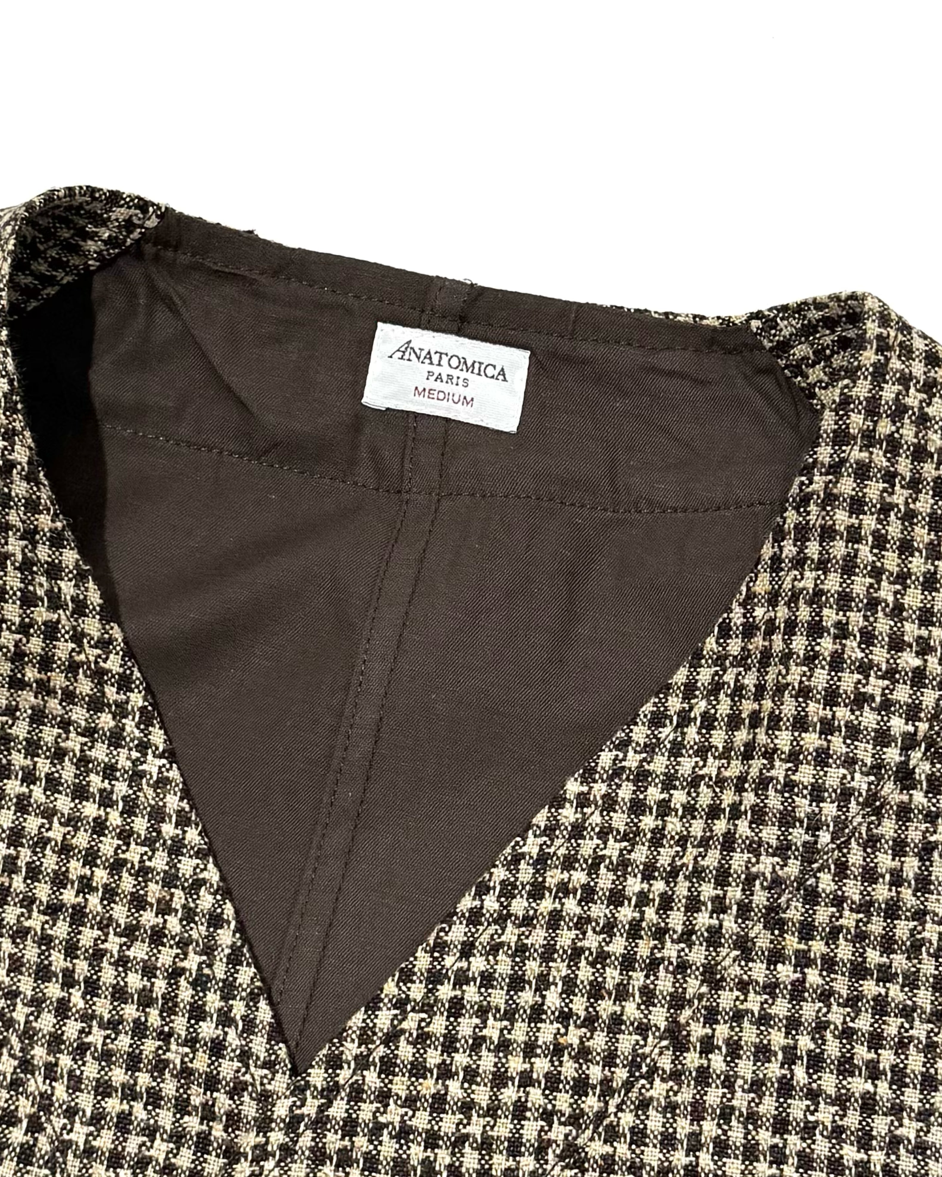 SAGAN VEST / LINEN STAR HOUNDSTOOTH – ANATOMICA OFFICIAL ONLINE STORE
