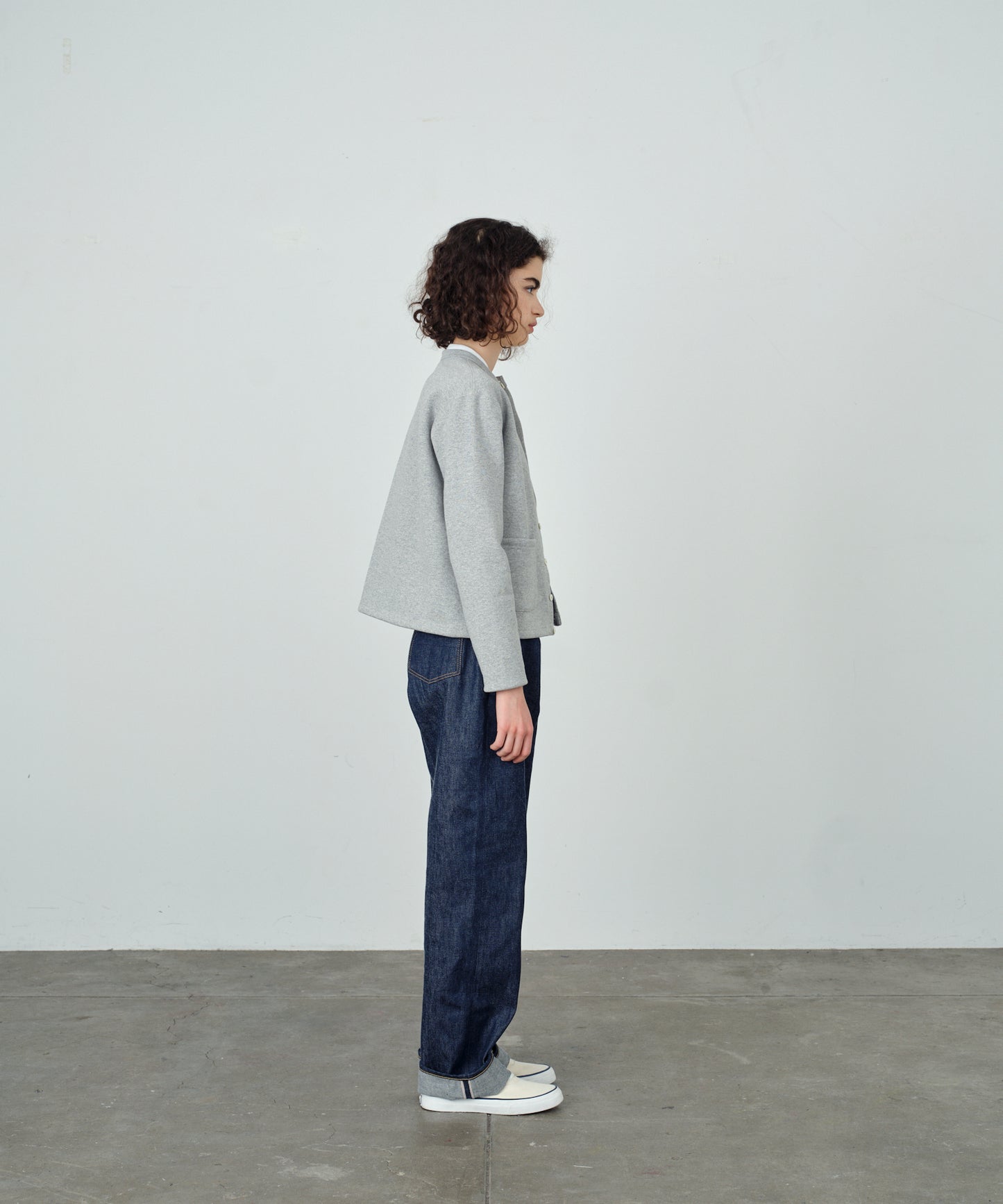 Sweat crew neck cardigan