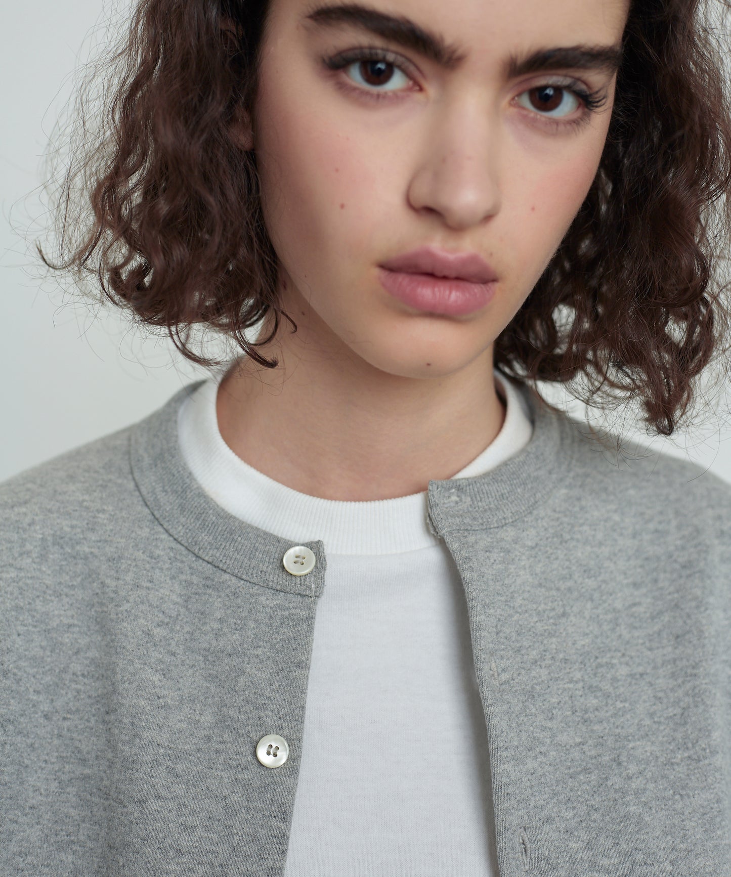 Sweat crew neck cardigan