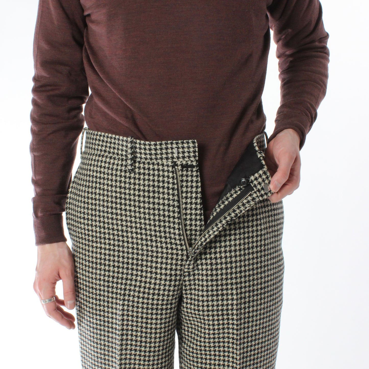 TRIM STEM PANTS / HOUNDSTOOTH