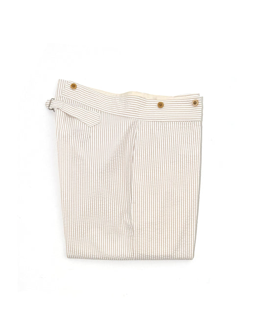 BJ PANTS / SEERSUCKER BEIGE STRIPE