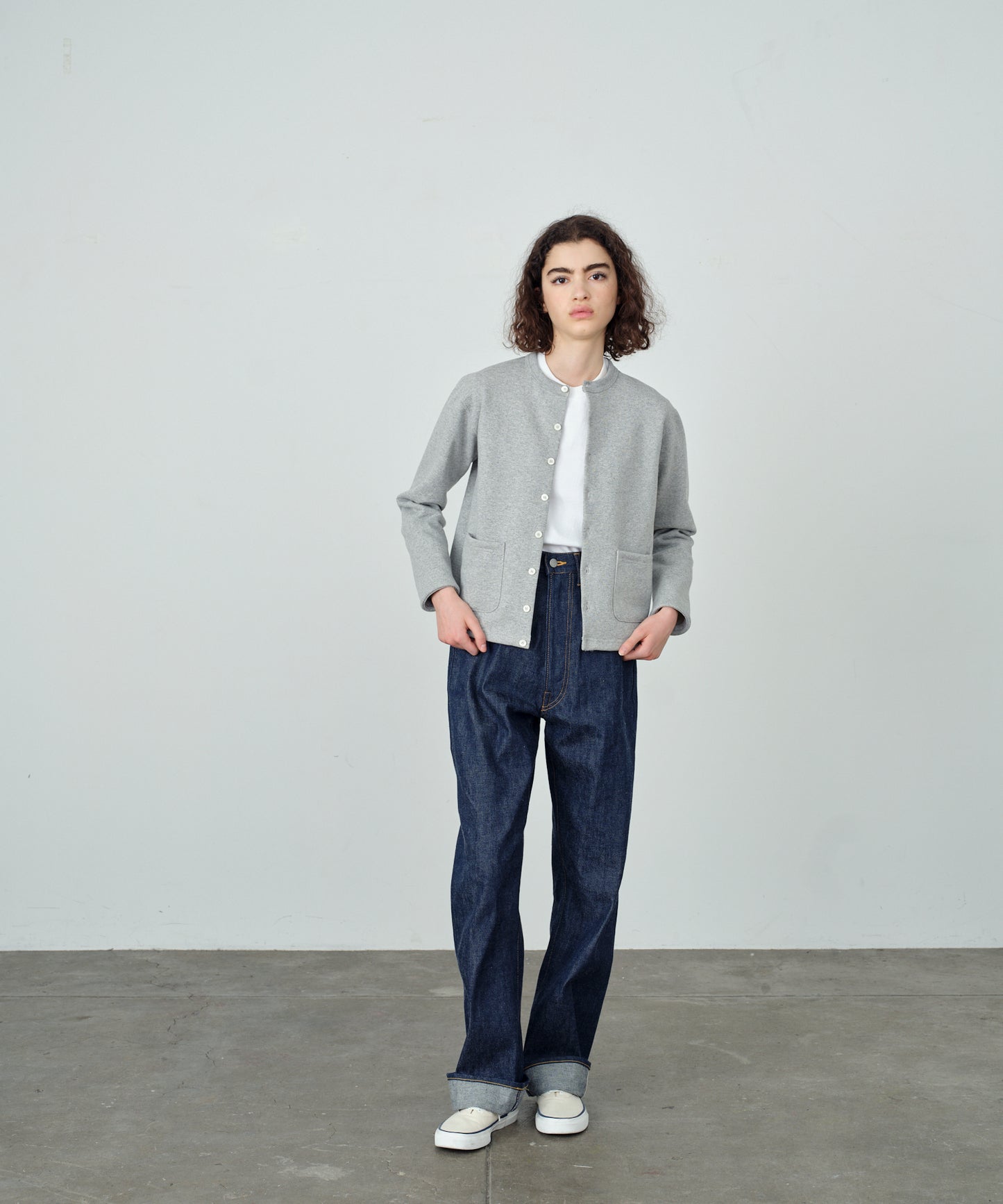 Sweat crew neck cardigan
